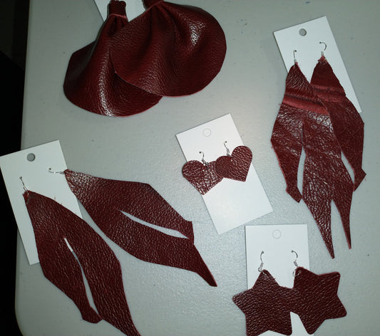 The Burgundy Leather Earrings Collection
