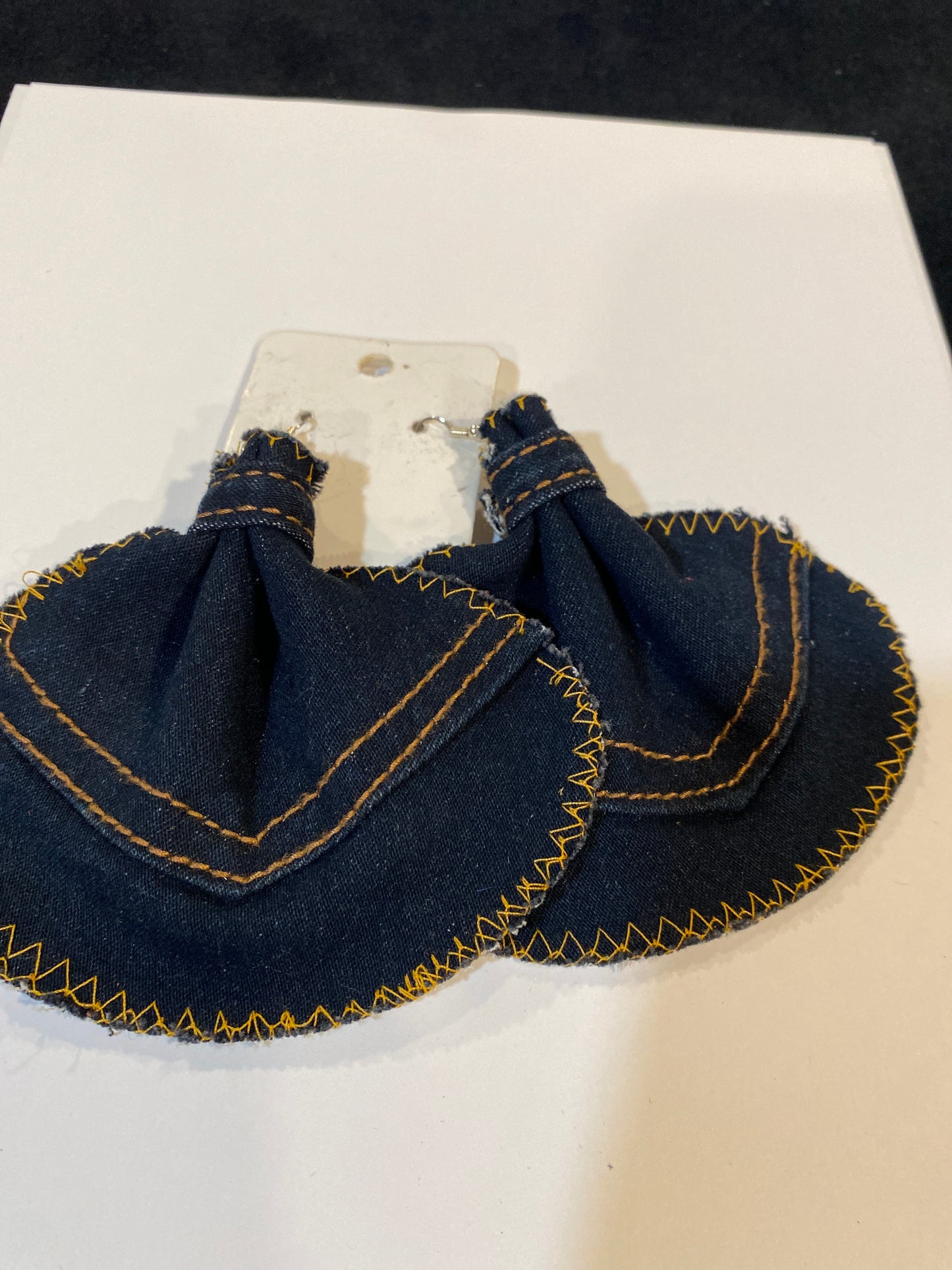Large Denim Elephant Ear Earrings