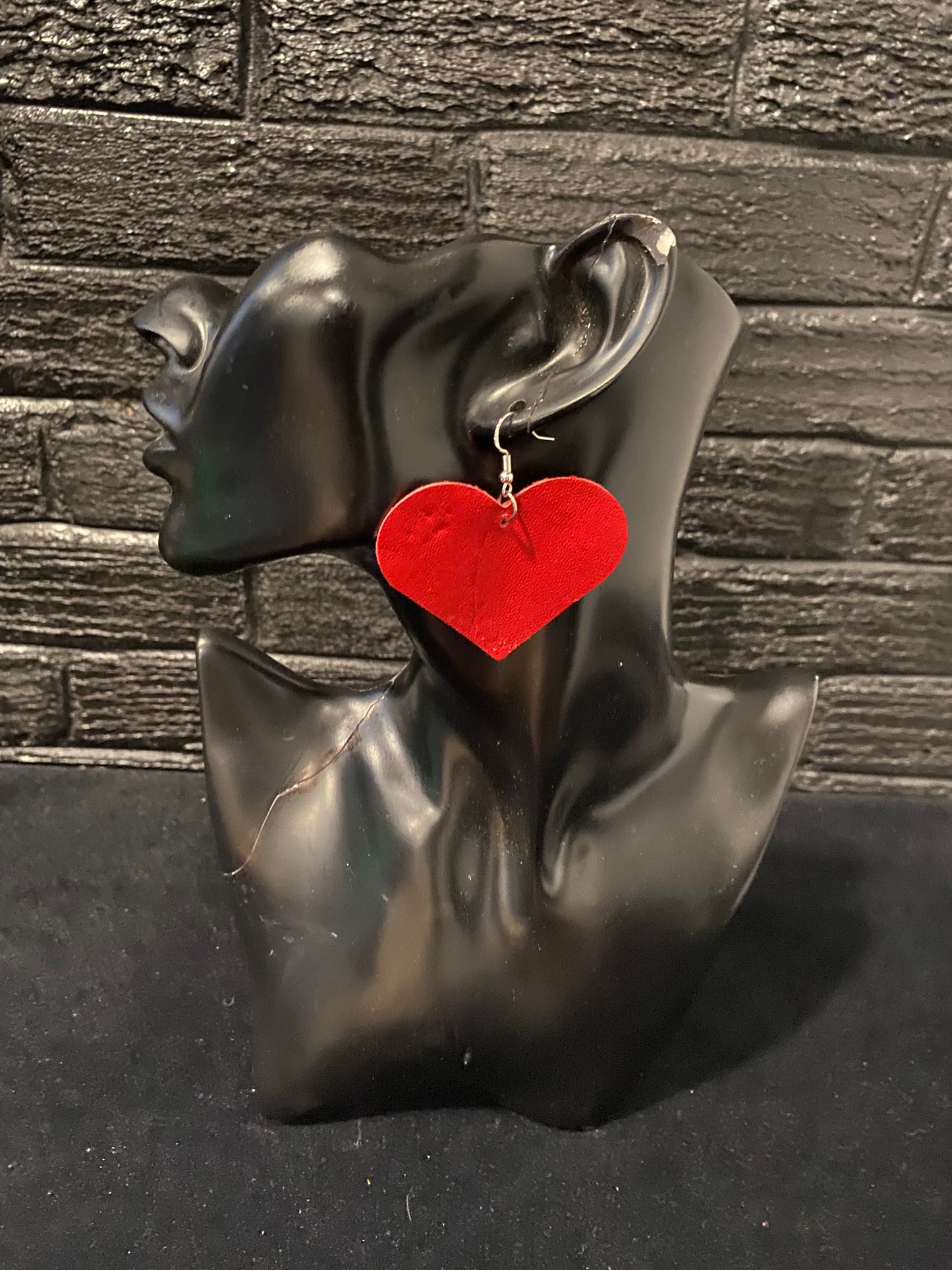 Medium Heart Leather Earrings