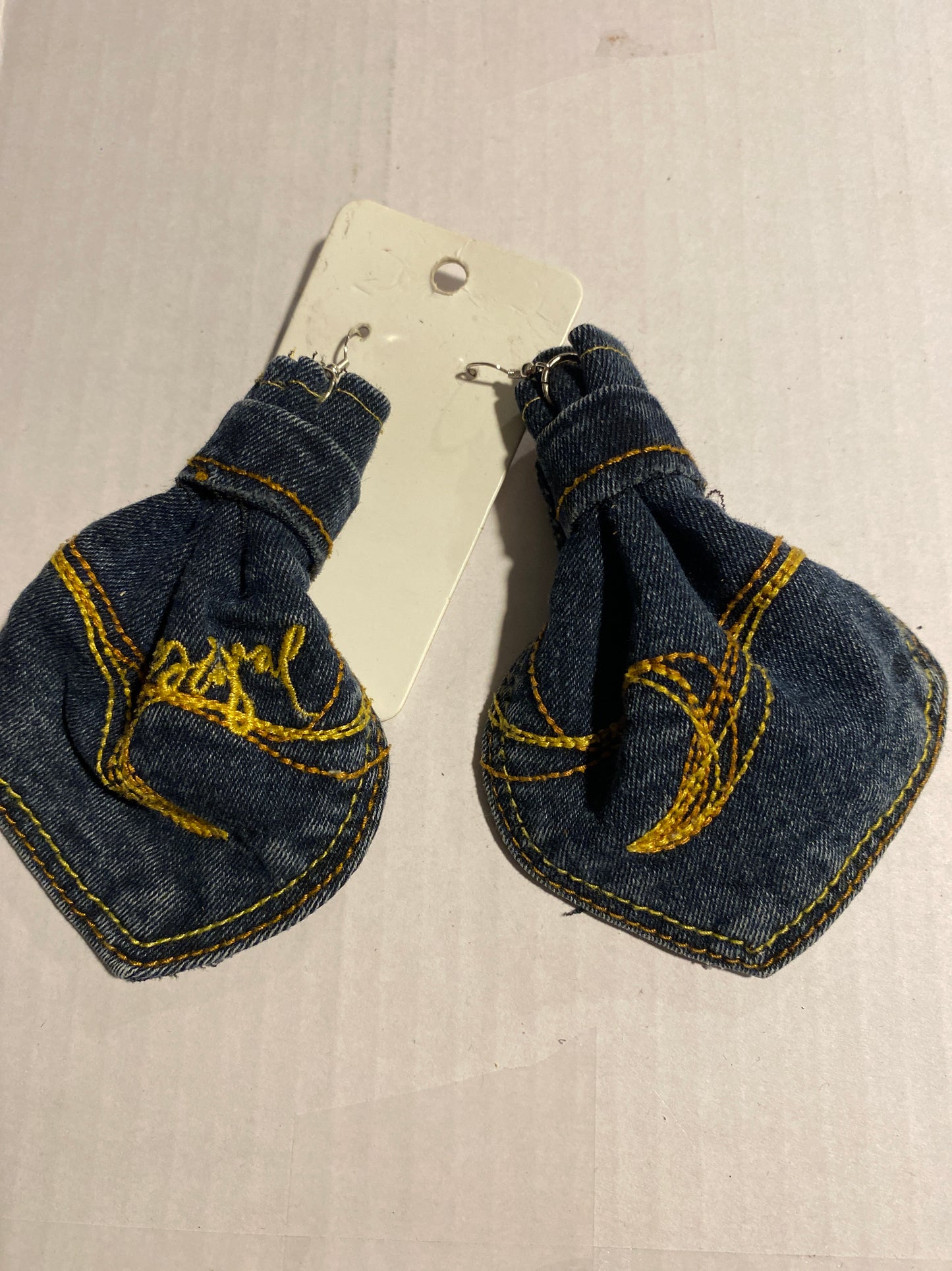 Large Denim Pocket Earrings