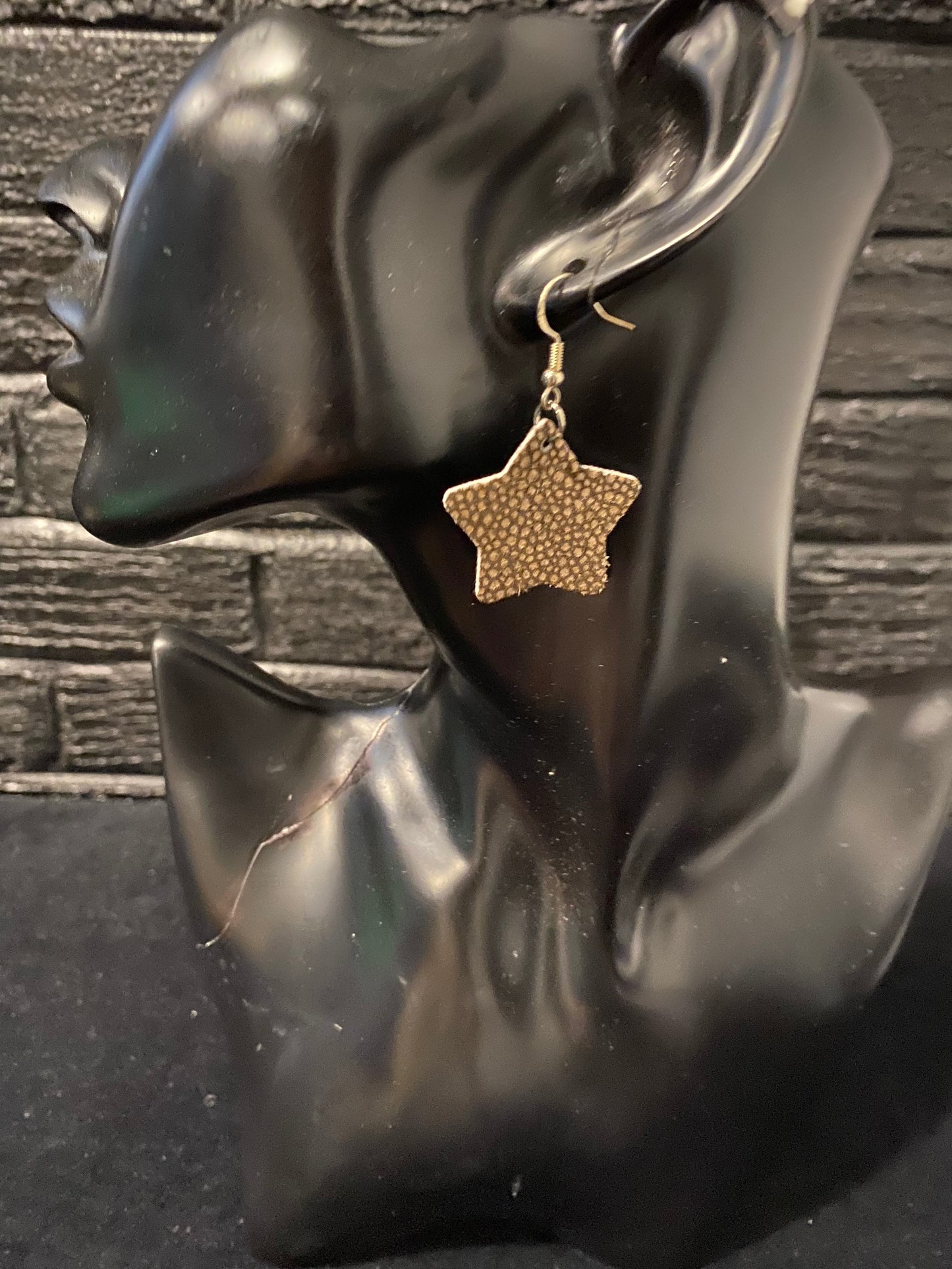 Small Leather Star Earrings