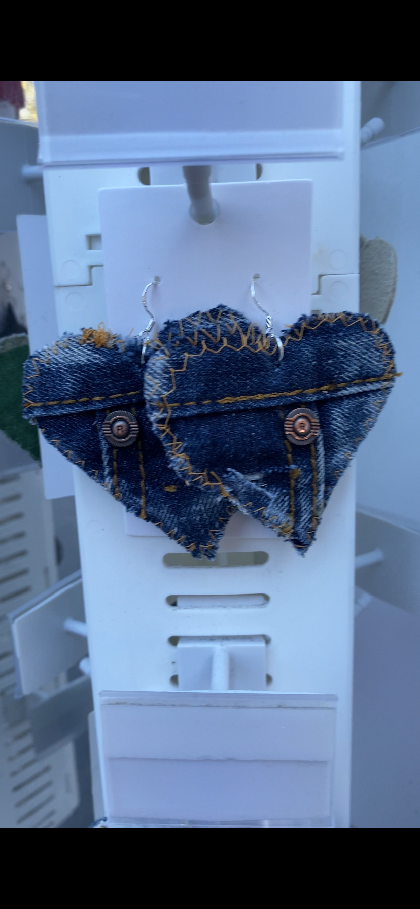 Medium Denim Heart Earrings
