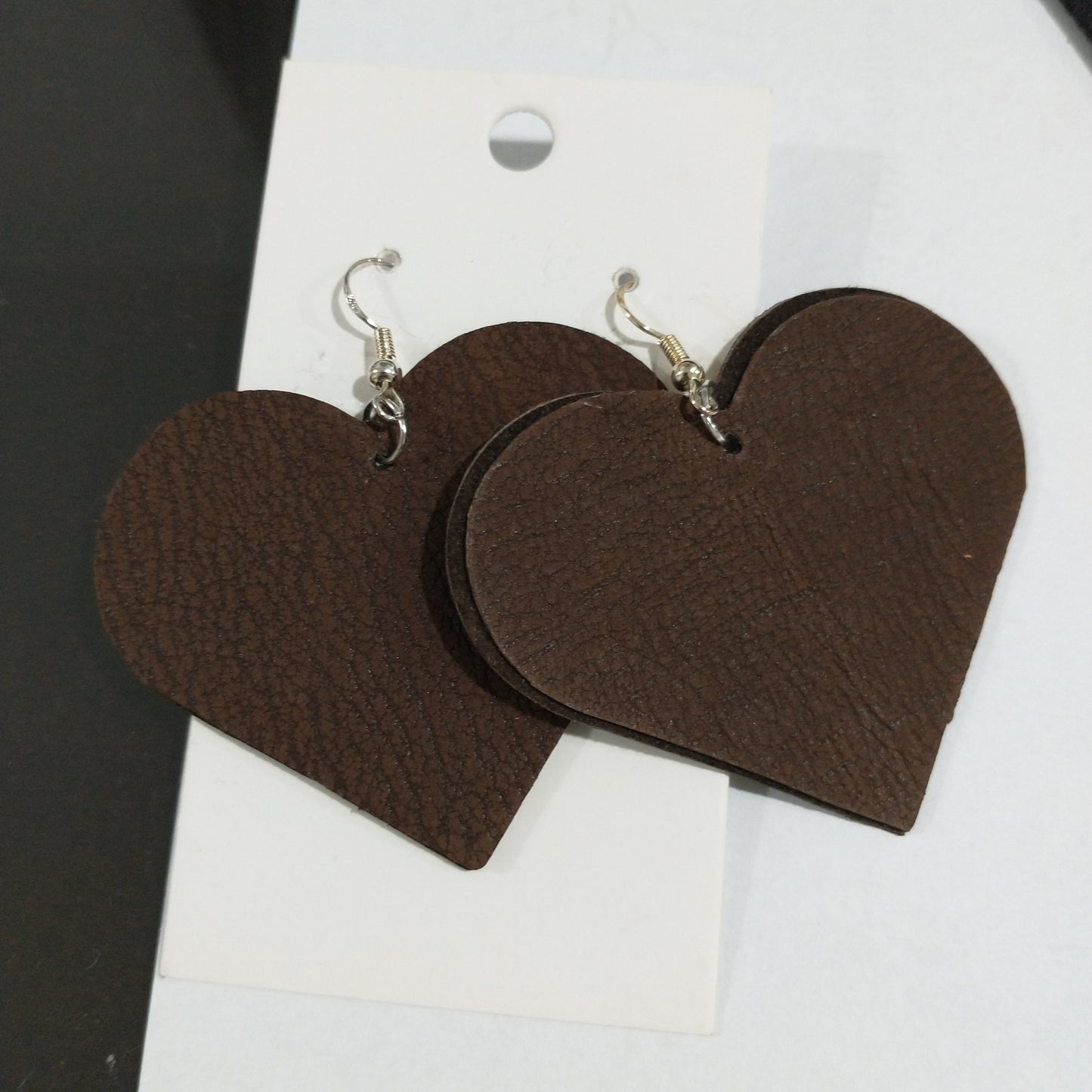 Medium Heart Leather Earrings