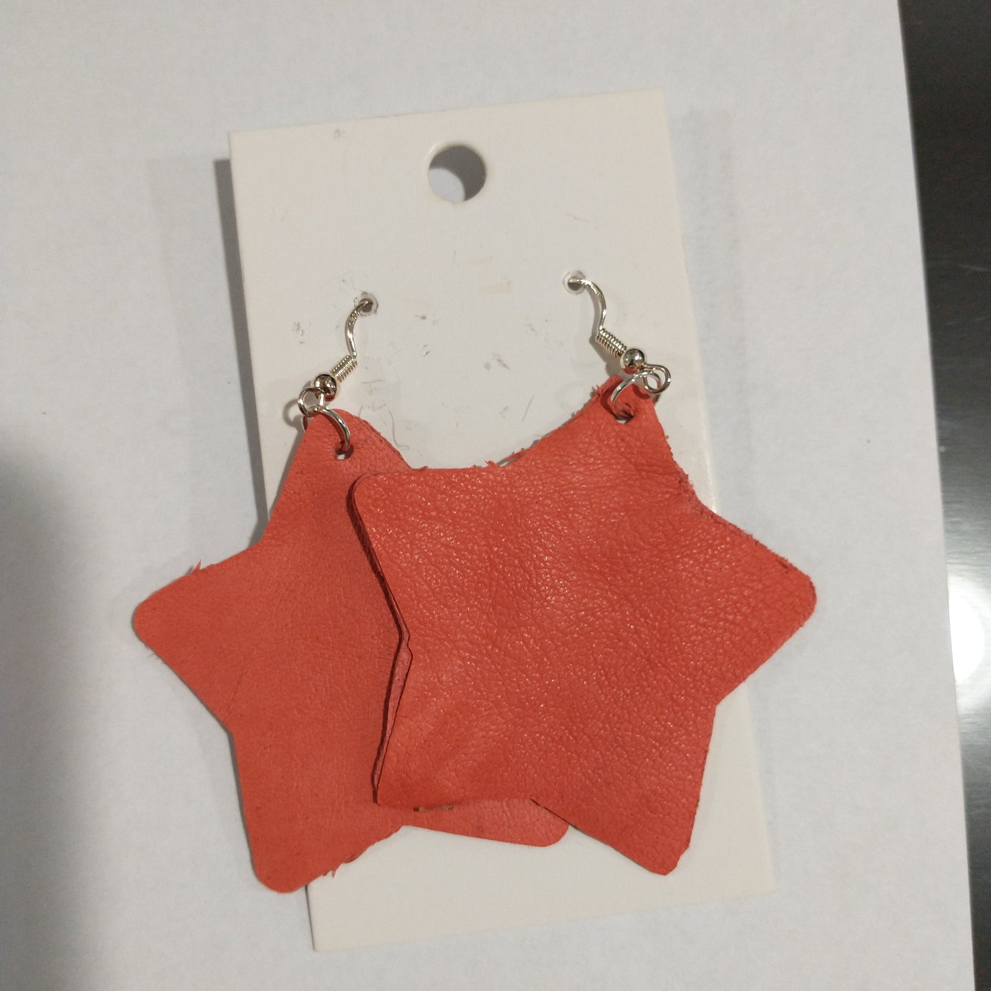 Medium Star Leather Earrings