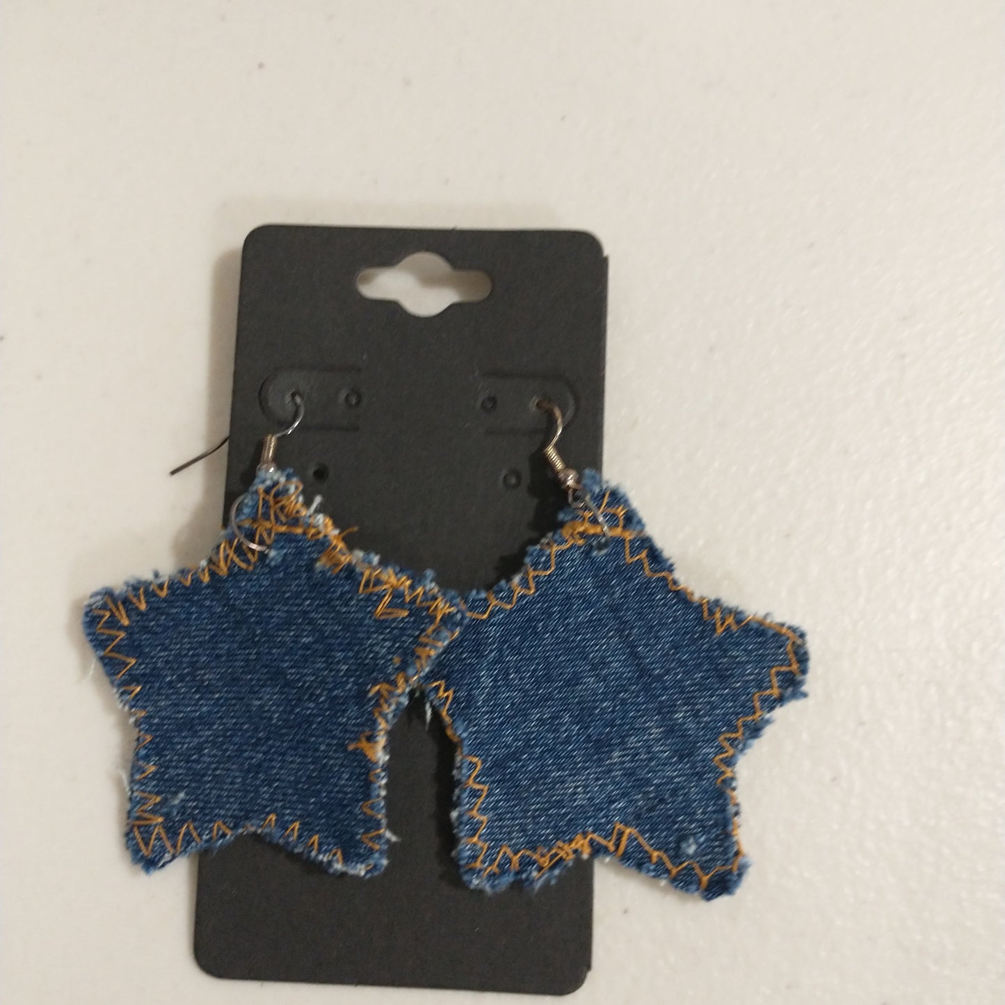 Medium Denim Star Earrings