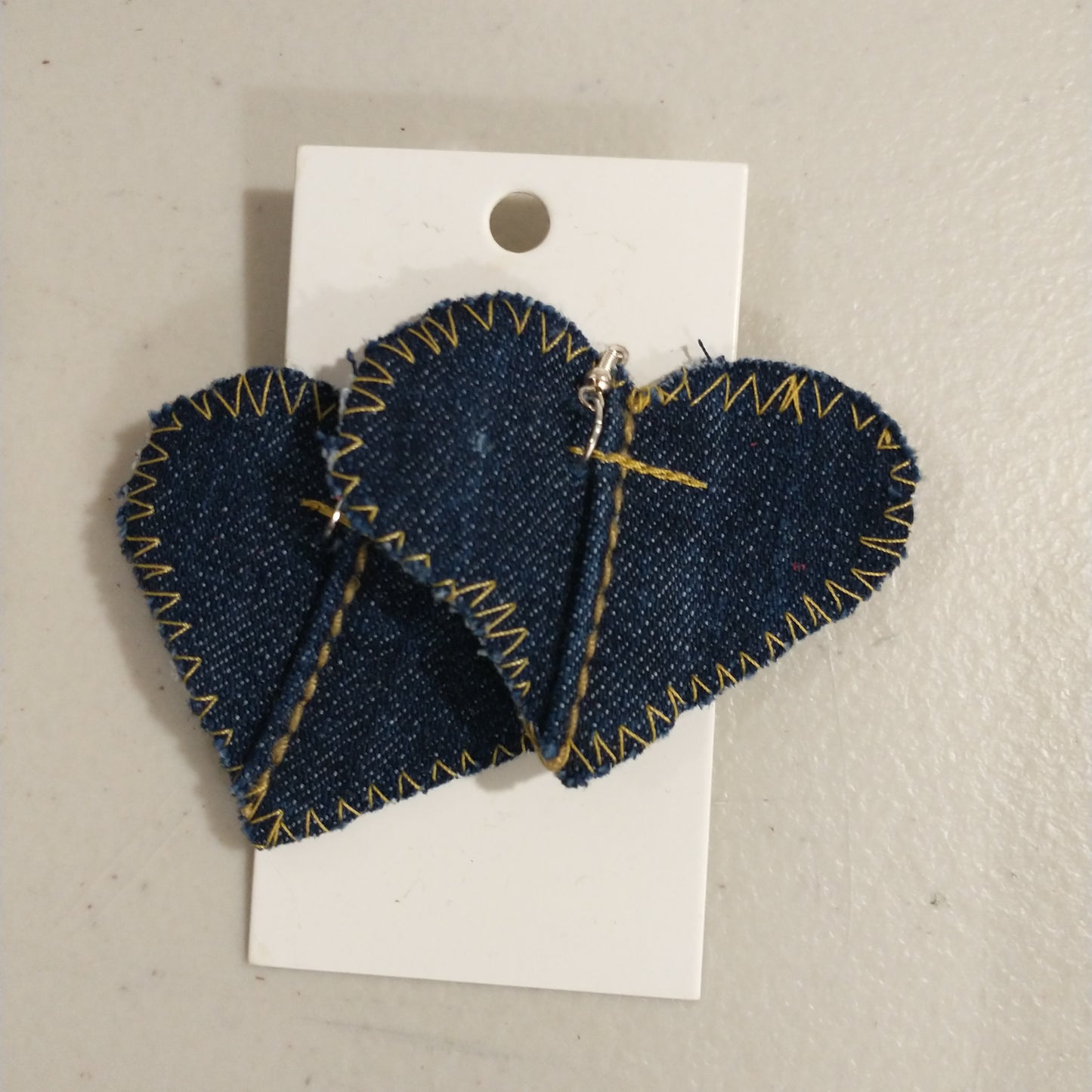 Medium Denim Heart Earrings