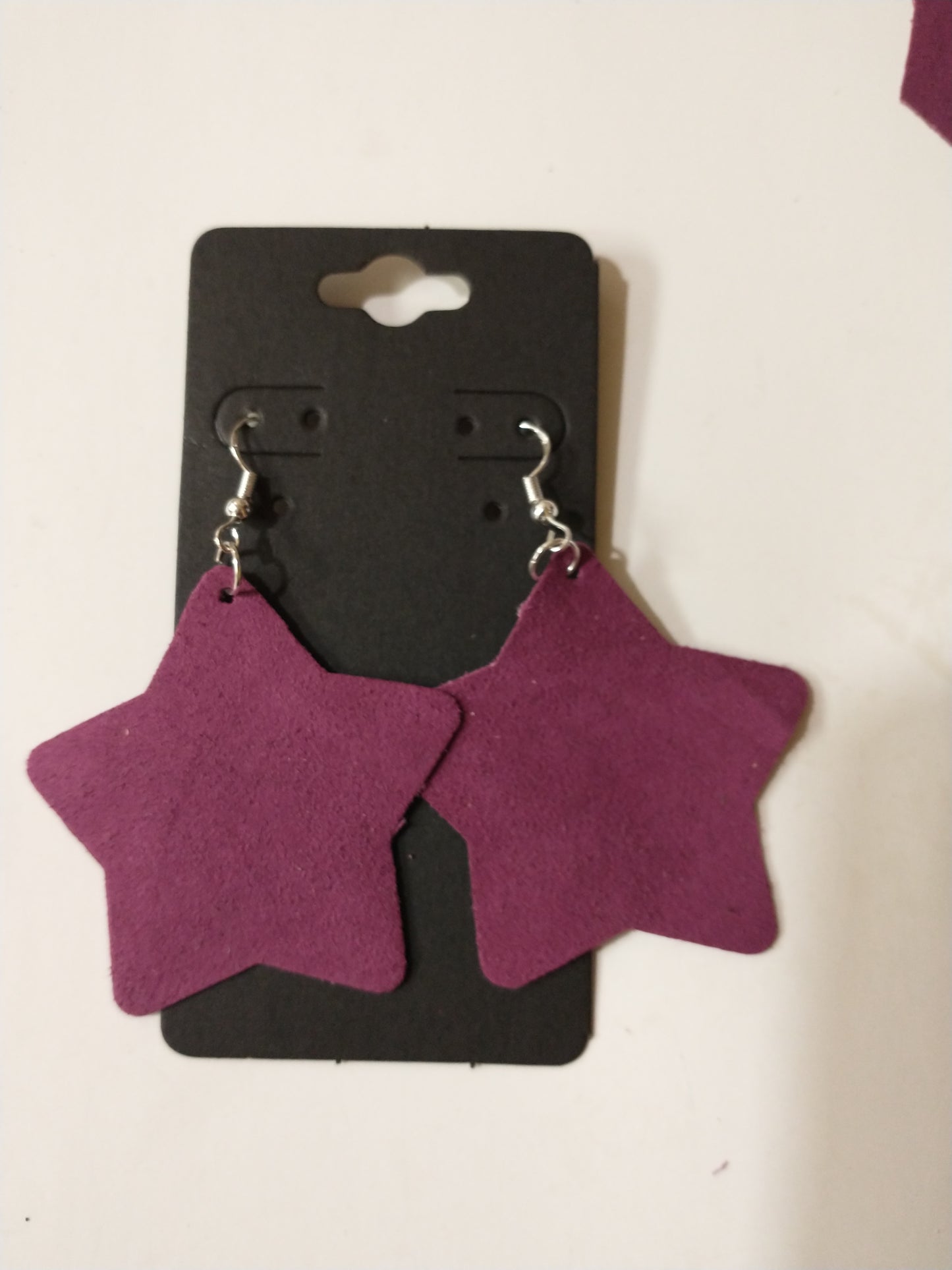 Medium Star Leather Earrings